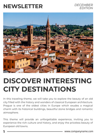 Знаменитые города для посещения Newsletter – шаблон для дизайна