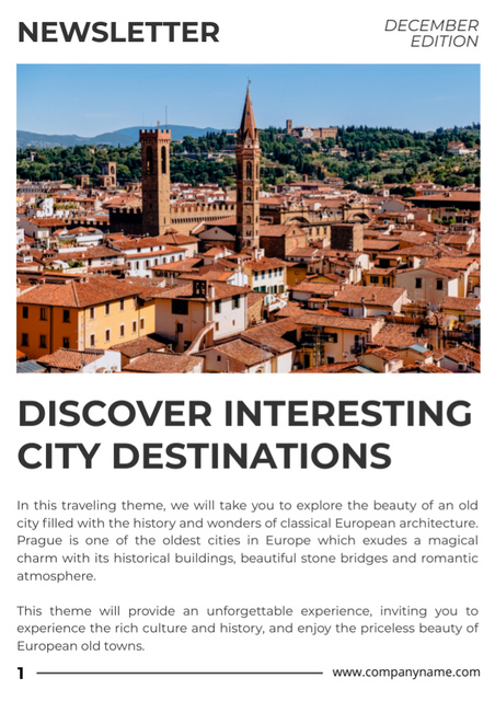 Famous Cities to Visit Newsletter – шаблон для дизайна