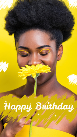 Happy Birthday to Romantic African American Woman Instagram Story Modelo de Design