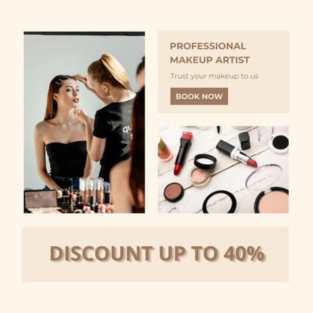 Ontwerpsjabloon van Instagram van Professional Makeup Artist Offer