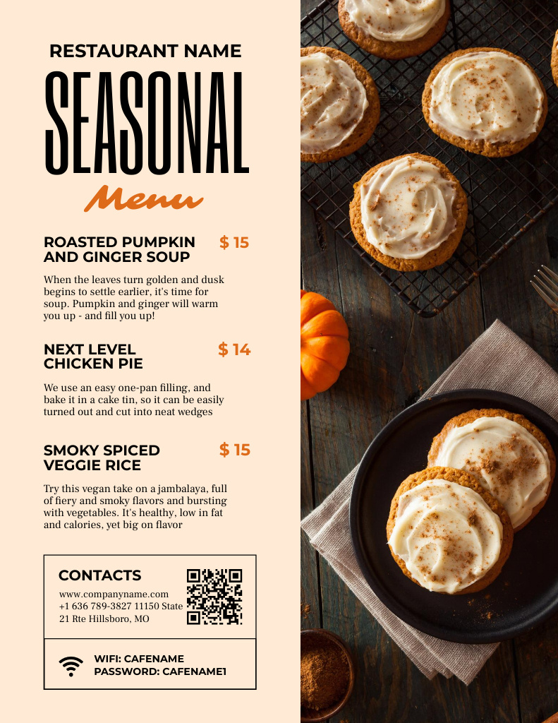 Ontwerpsjabloon van Menu 8.5x11in van Seasonal Pumpkin Bake Ad