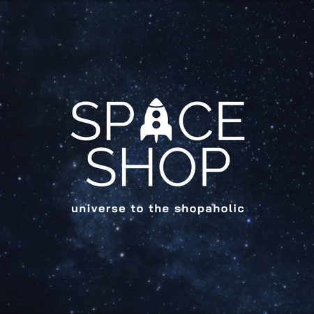 Template di design spazio negozio annuncio con cielo notturno Logo