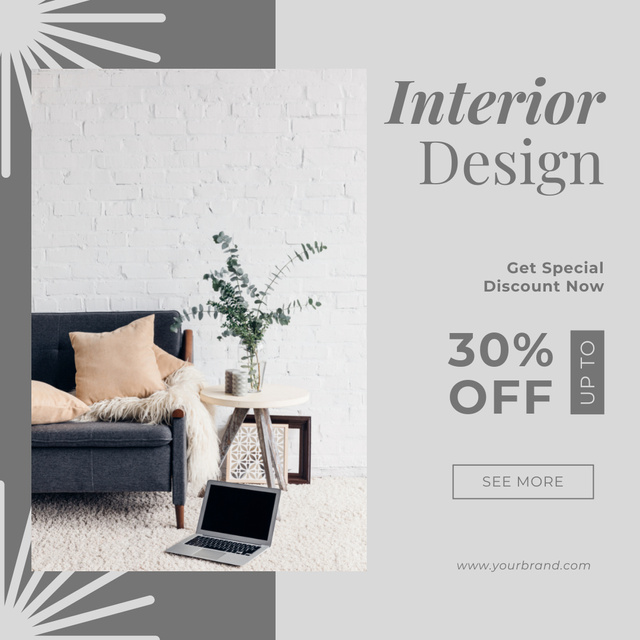 Ontwerpsjabloon van Instagram van Interior Design Studio Offer