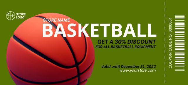 Basketball Sportive Equipment Sale Coupon 3.75x8.25in Πρότυπο σχεδίασης