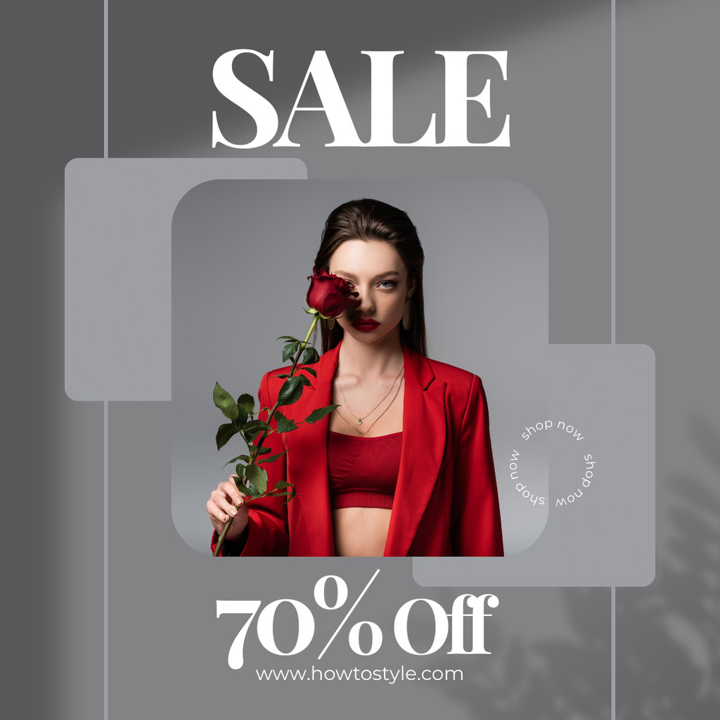 Template di design Young Lady in Red Suit for Fashion Sale Instagram