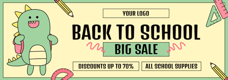 Big School Sale Announcement with Cute Baby Dragon Tumblr Design Template