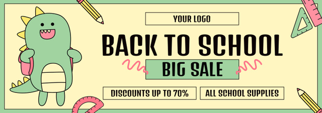 Big School Sale Announcement with Cute Baby Dragon Tumblr Design Template