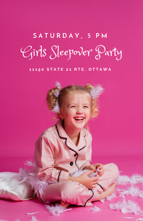 Welcome to Girl's Sleepover Party Invitation 5.5x8.5in Design Template