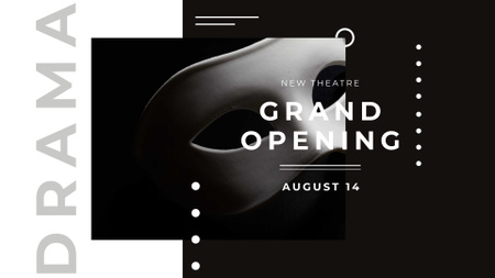 Theatre Opening Announcement with Theatrical Mask FB event cover Design Template