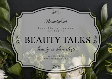 Beauty Event Announcement with Tender Spring Flowers Flyer A5 Horizontal Tasarım Şablonu