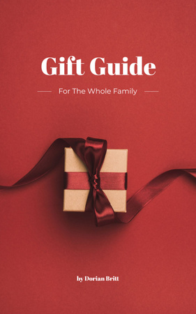 Ontwerpsjabloon van Book Cover van Cadeaugids met rode geschenkdoos met strik