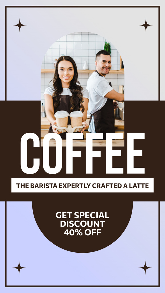 Expert Barista Brewing Coffee Drinks At Discounted Rates Instagram Storyデザインテンプレート