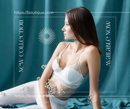 Attractive Woman in Fashionable Lingerie Facebook Design Template