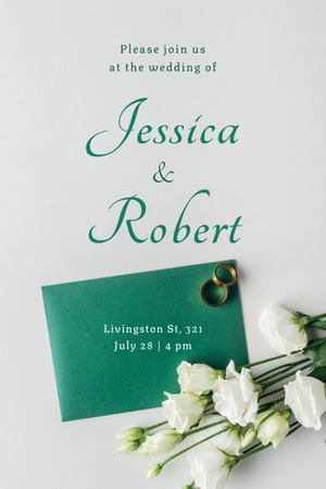 Wedding Announcement with Engagement Rings Invitation 6x9in Design Template