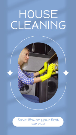 High-Level House Cleaning Services With Discount Instagram Video Story Modelo de Design