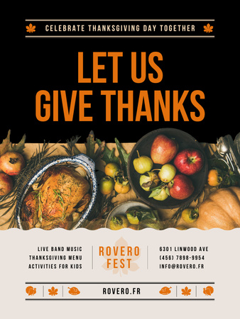 Ontwerpsjabloon van Poster US van Thanksgiving Dinner Tradition with turkey On Table