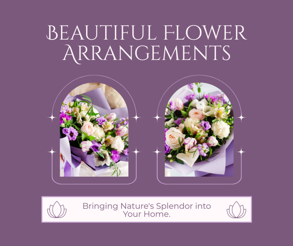 Beautiful Floral Arrangement with Fresh Varietal Flowers and Plants Facebook Design Template