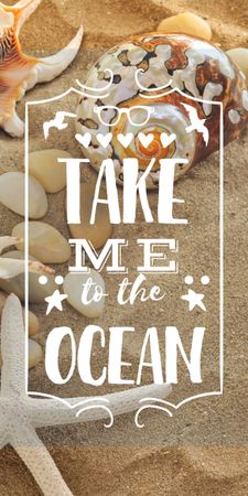 Travel inspiration with Shells on Sand Graphic Design Template