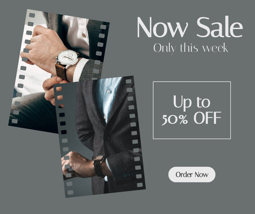 Sale Announcement With Man Wearing Stylish Watch 