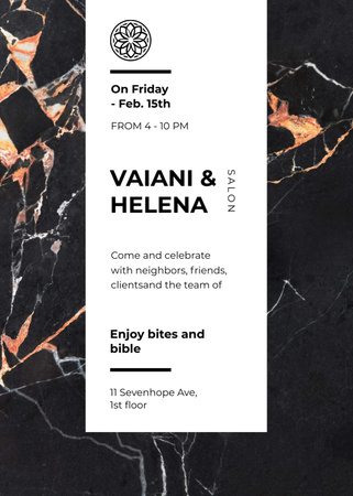 Salon ad on Marble dark texture Invitation Design Template