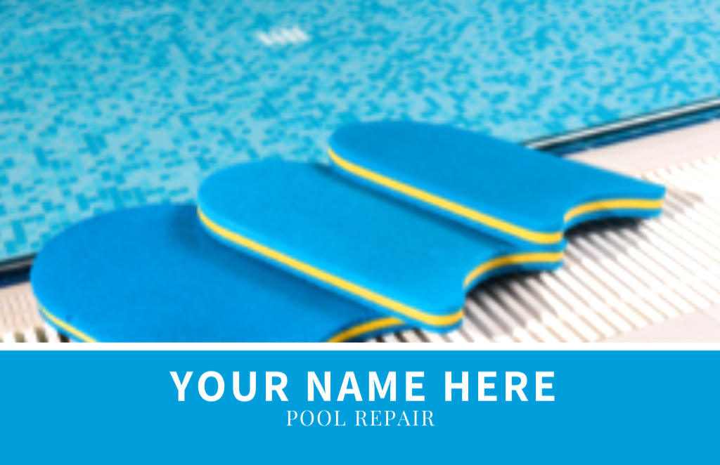 Pool Renovation Company Services Business Card 85x55mm – шаблон для дизайну