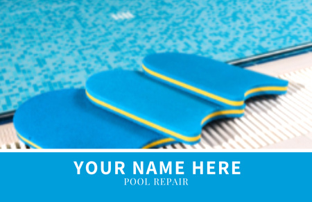 Pool Renovation Company Services Business Card 85x55mm Design Template