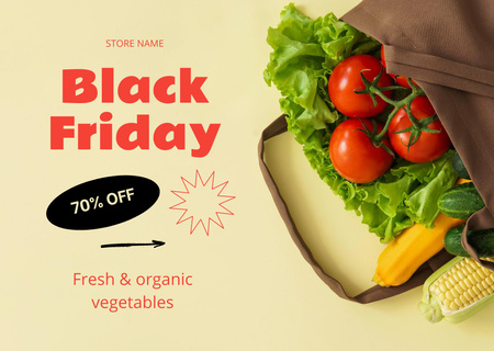 Fresh and Organic Vegetables Sale on Black Friday Card Design Template
