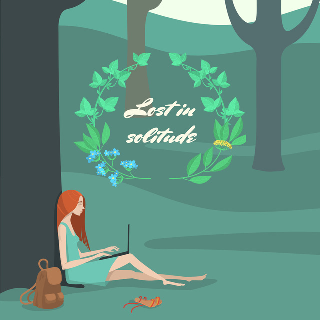 Template di design Girl with Laptop under Tree Instagram