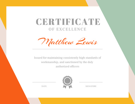 Award for Achievements in Work Certificate Šablona návrhu