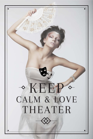 Plantilla de diseño de Theater Quote with Woman Performing in White Pinterest 