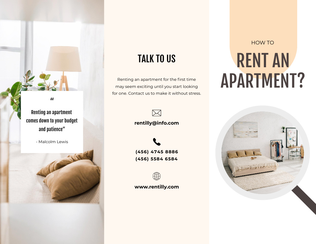 Modern Apartment Rent Offer Brochure 8.5x11in Design Template