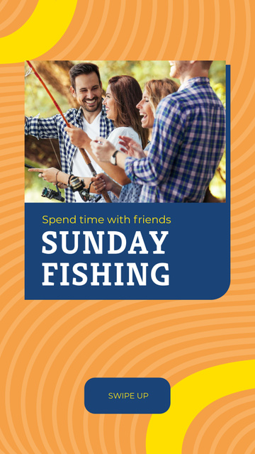 Happy friends fishing and having fun Instagram Story Design Template