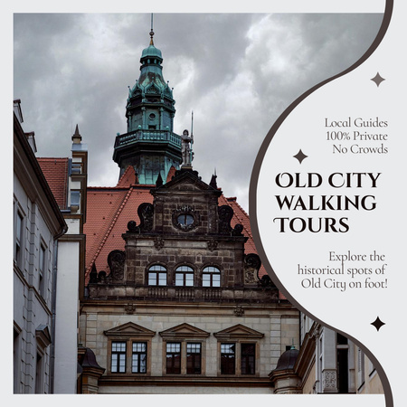oferta de passeio a pé pelas ruas da cidade velha Instagram AD Modelo de Design