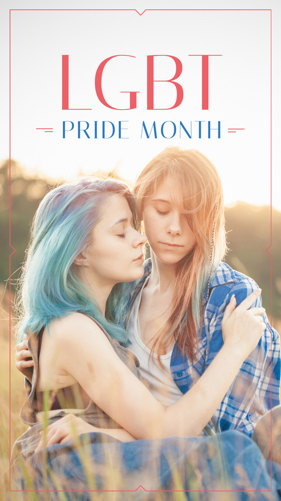 Pride Month with Two women hugging Instagram Story Šablona návrhu