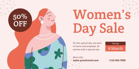 Plantilla de diseño de Anuncio de venta del día de la mujer con descuento Twitter 