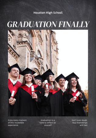 Graduation Party Announcement with Students Poster 28x40in Design Template