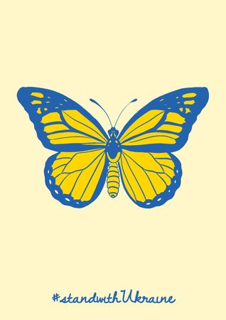 Platilla de diseño Butterfly in Ukrainian Flag Colors Poster
