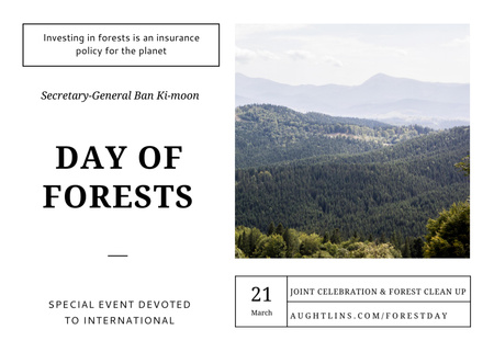 International Day Of Forests Event Scenic Mountains Postcard 5x7in Design Template