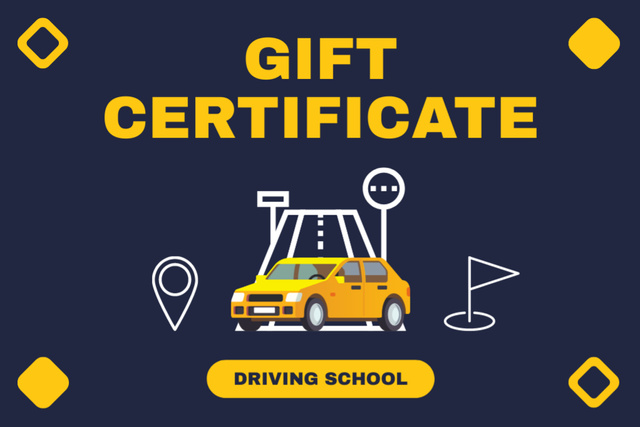 Ontwerpsjabloon van Gift Certificate van Practical Driver Education Offer With Illustration