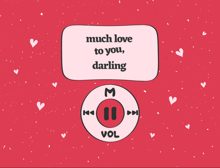 Cute Valentine's Day Holiday Greeting with Hearts Postcard 4.2x5.5in Šablona návrhu