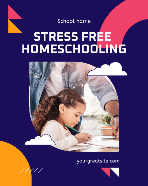 Szablon projektu Stress Free Homeschooling Offer with African American Girl Poster 16x20in