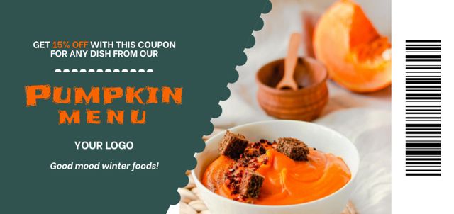 Winter Pumpkin Dishes Discount Coupon Din Large Design Template