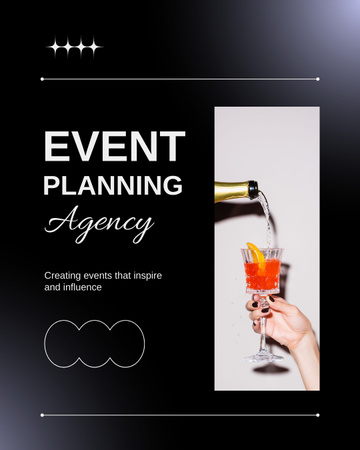 Ontwerpsjabloon van Instagram Post Vertical van Event Planning Agency Promotion with Champagne
