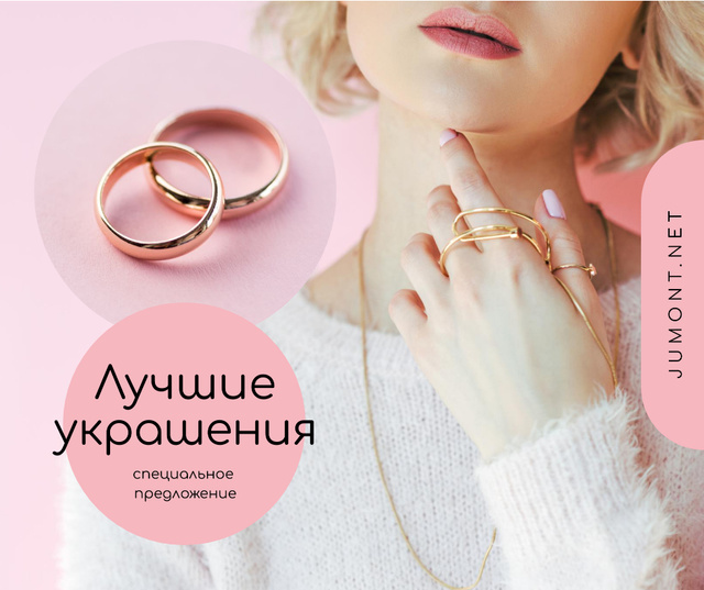 Designvorlage Jewelry Sale Woman in Precious Rings für Facebook