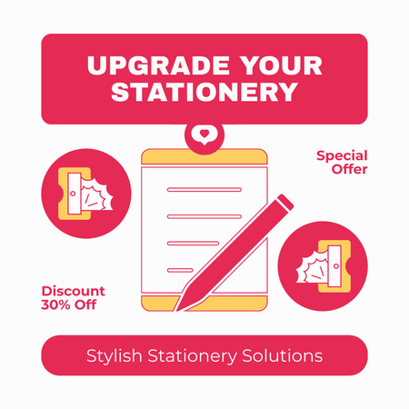 Discount Offer On Stylish Stationery Items Instagram AD Design Template