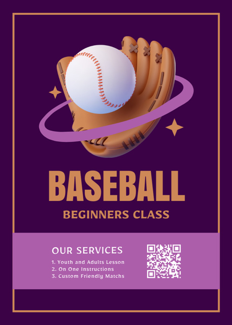 Beginner Baseball Classes Ad Flayer Design Template