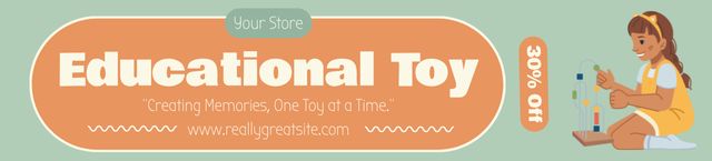 Designvorlage Educational Toys with Girl Illustration für Ebay Store Billboard