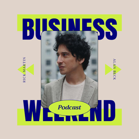 Podcast Topic Announcement with Successful Businessmen Animated Post Modelo de Design