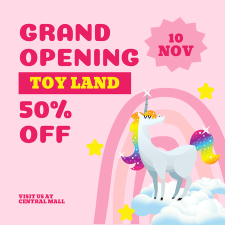 Ontwerpsjabloon van Instagram AD van Grote opening speelgoedwinkel