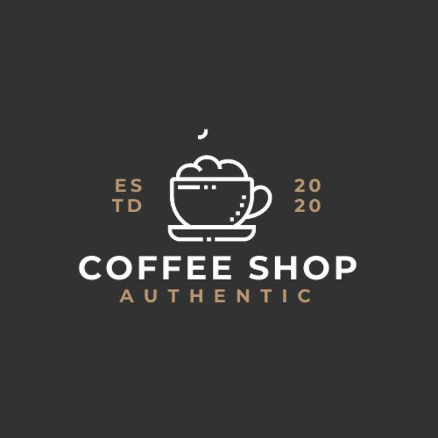 Authentic Coffee Shop Ad with Coffee Cup Animated Logoデザインテンプレート